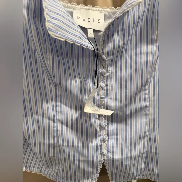 Mable Blue and White Striped Tank Large - Picture 2 of 4